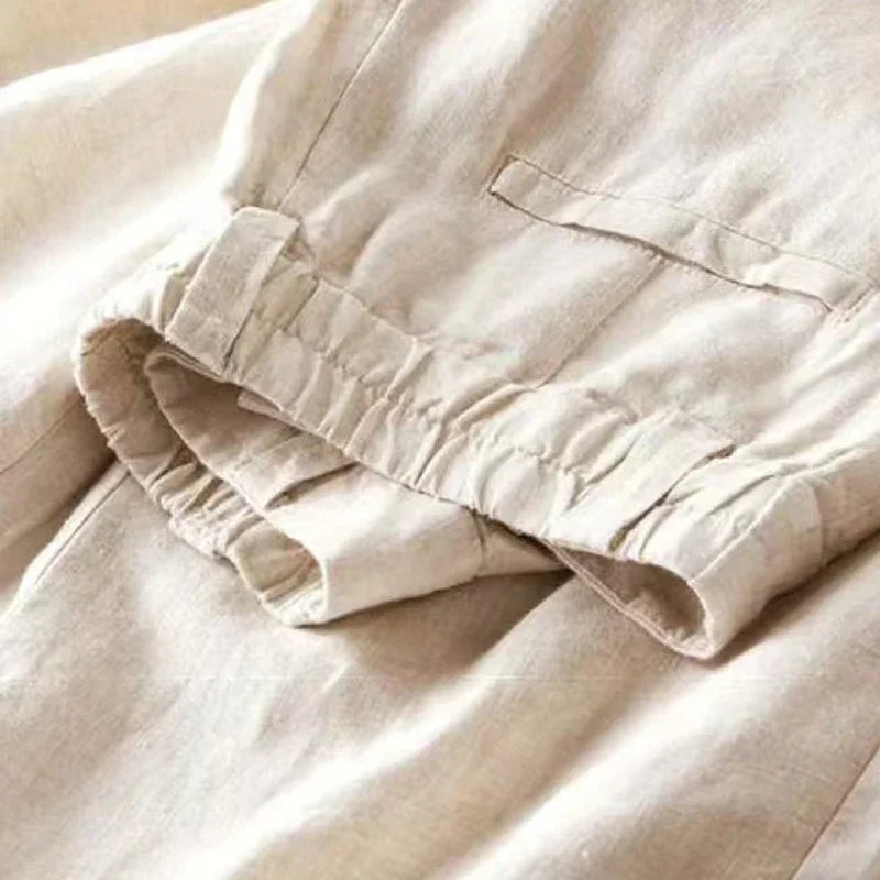 Summer Baggy Cotton Linen Pants Women Elegant High Waist White Wide Leg Pants Woman Casual Loose Straight Full Trousers Female
