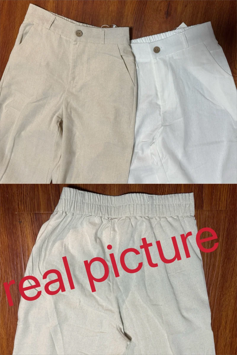 Summer Baggy Cotton Linen Pants Women Elegant High Waist White Wide Leg Pants Woman Casual Loose Straight Full Trousers Female