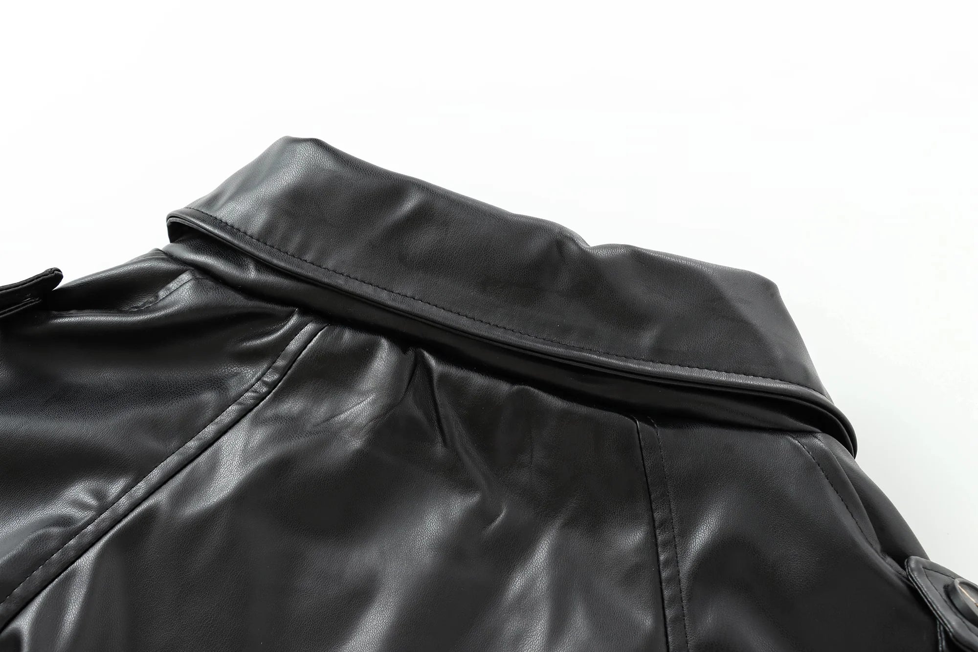 MUJER Faux Leather Bomber Jackets for Women Fashion Cropped Jacket Woman Streetwear Outerwears Long Sleeve Jacket Women Coats