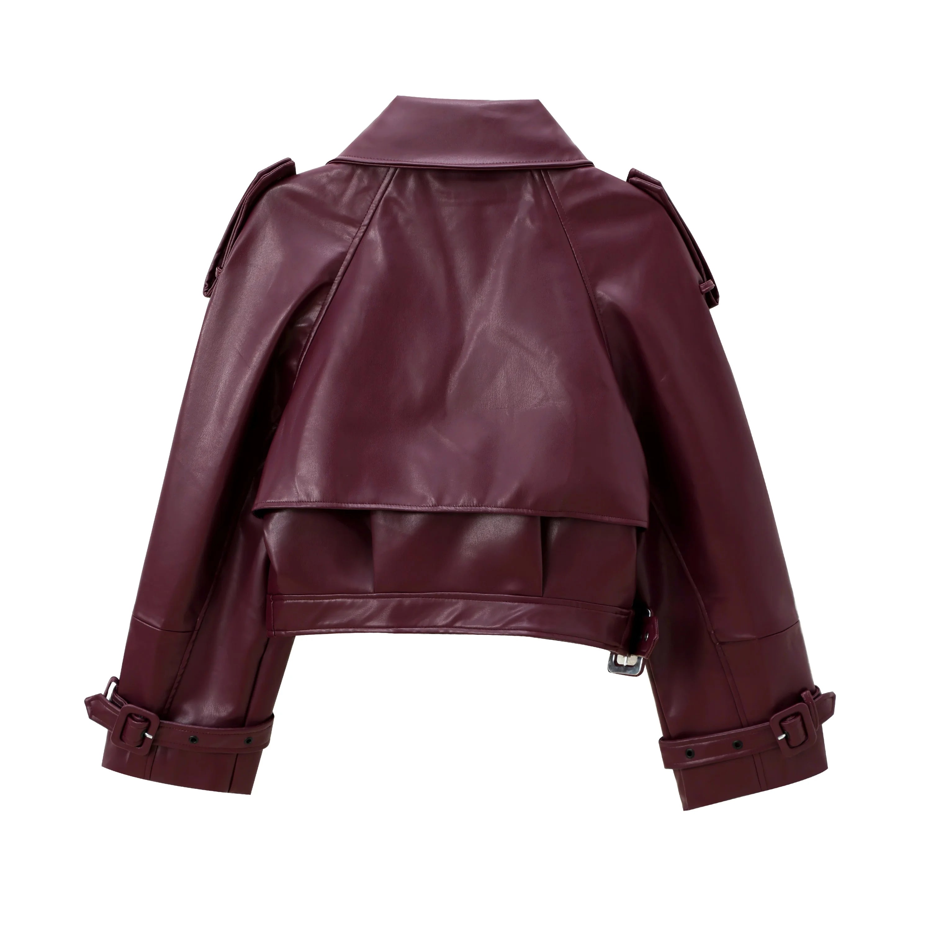 MUJER Faux Leather Bomber Jackets for Women Fashion Cropped Jacket Woman Streetwear Outerwears Long Sleeve Jacket Women Coats