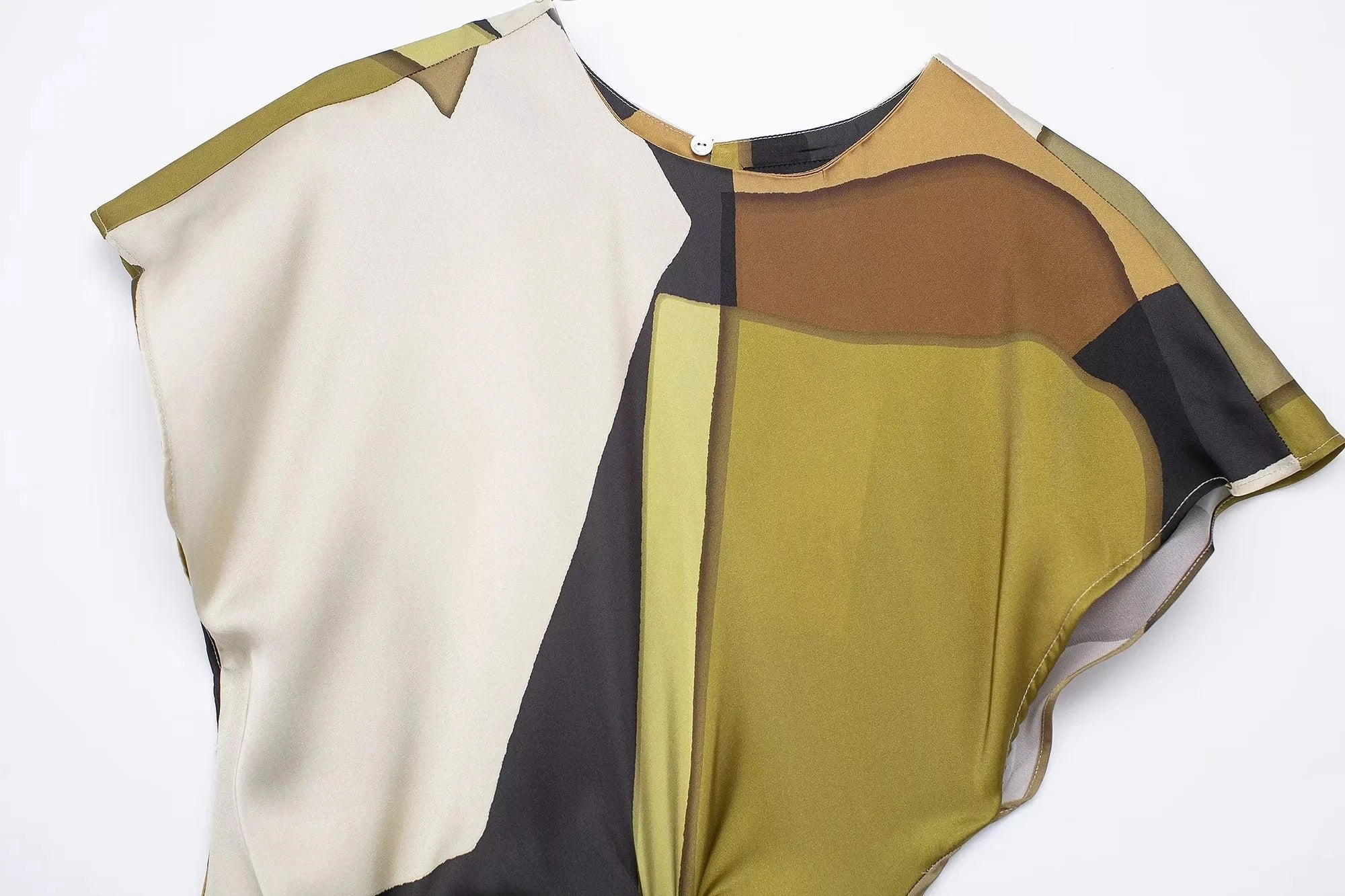 TRAFZA 2024 Summer Women Dress Fashion Vintage Print O-Neck Midi Dress Waist Cinched Casual Chic Woman Elegant Dresses