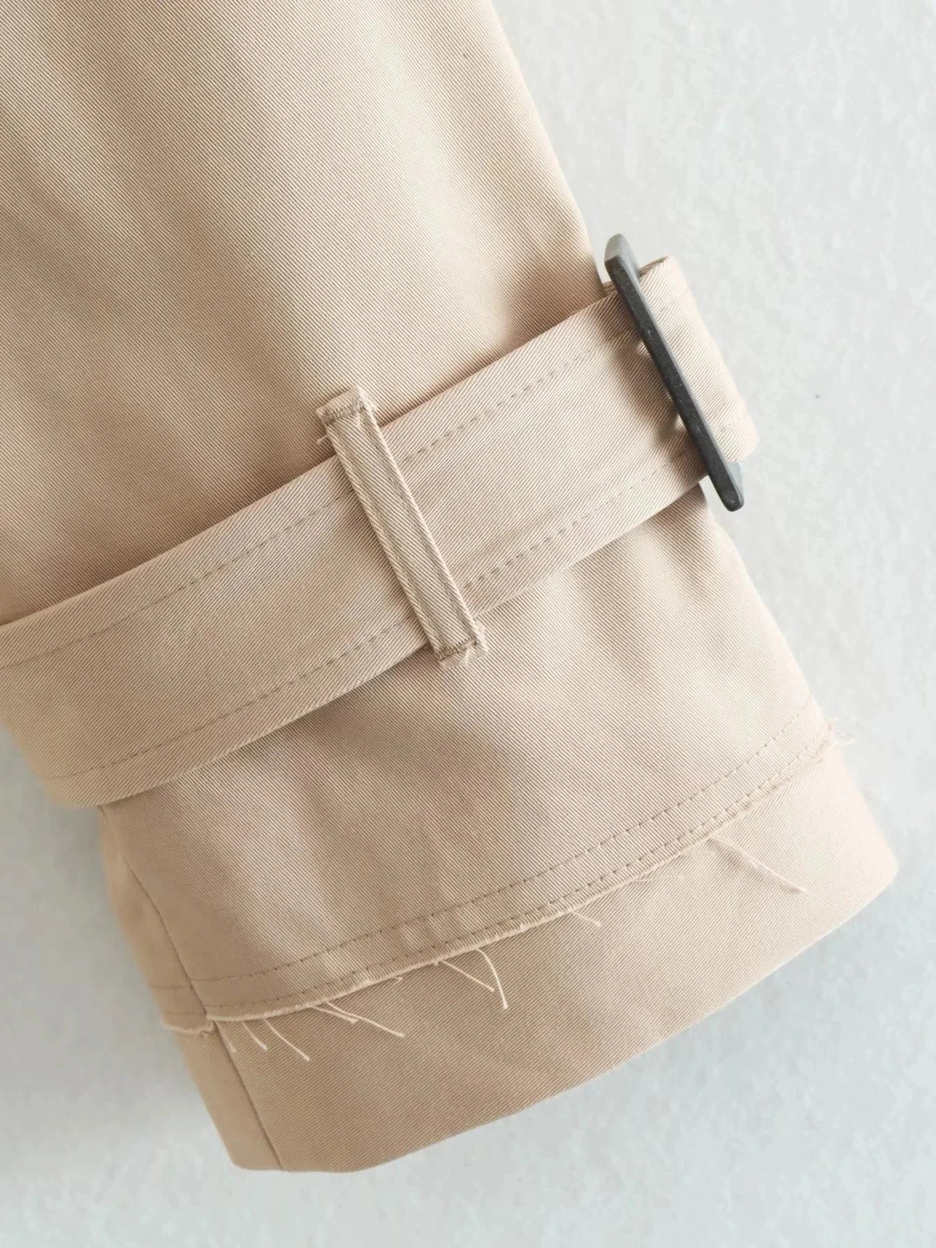 2024 Belt Cropped Trench Spring Jacket Women Vintage Streetwear Double Breasted Long Sleeve Top Female Coat Outfits