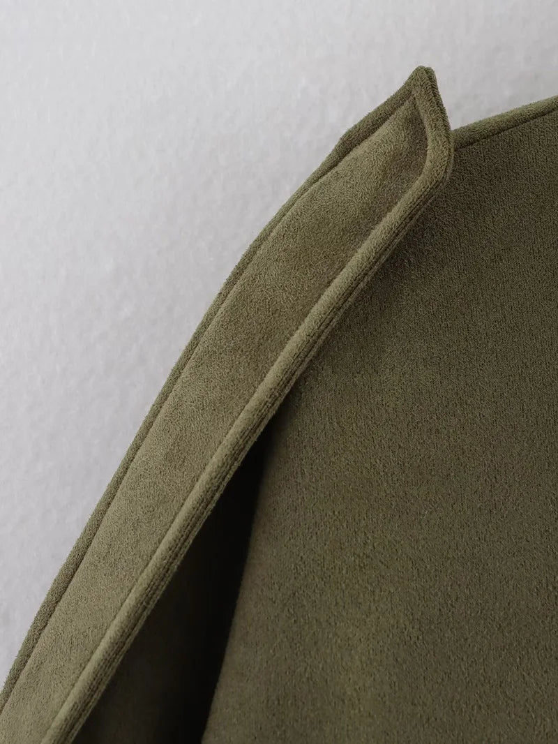 RAFZNB Women's Bomber Jackets Coats Fashion Turn-down Collar Long Sleeve Loose Coats Vintage Female Outerwear Chic Tops