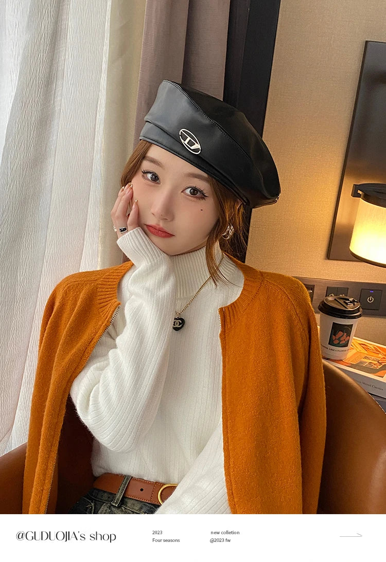 Winter Women’s Turtleneck Sweater, Retro Red Velvet-Lined, Thick Knit Thermal Bottoming Shirt