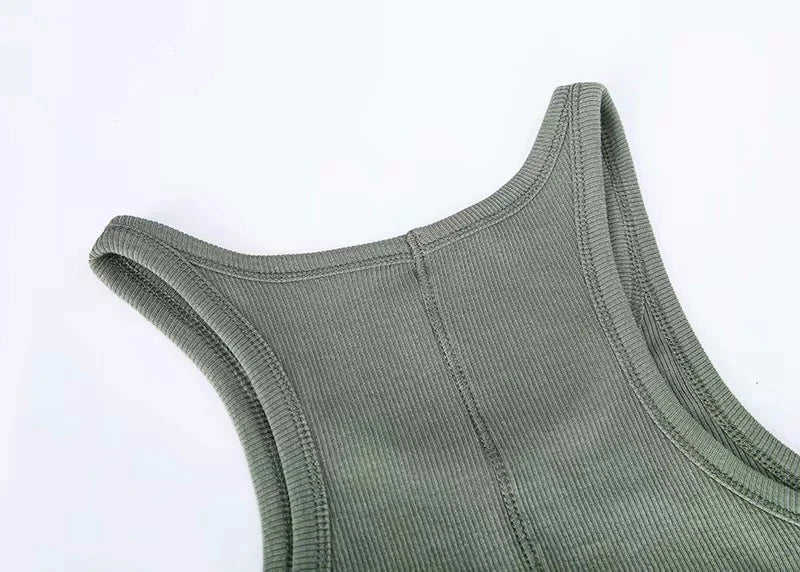 Solid Color Basic Ribbed Knitted Tank Top Women Summer Vintage Sleeveless Camis 90s Cool Girls Streetwear Green Soft Tees
