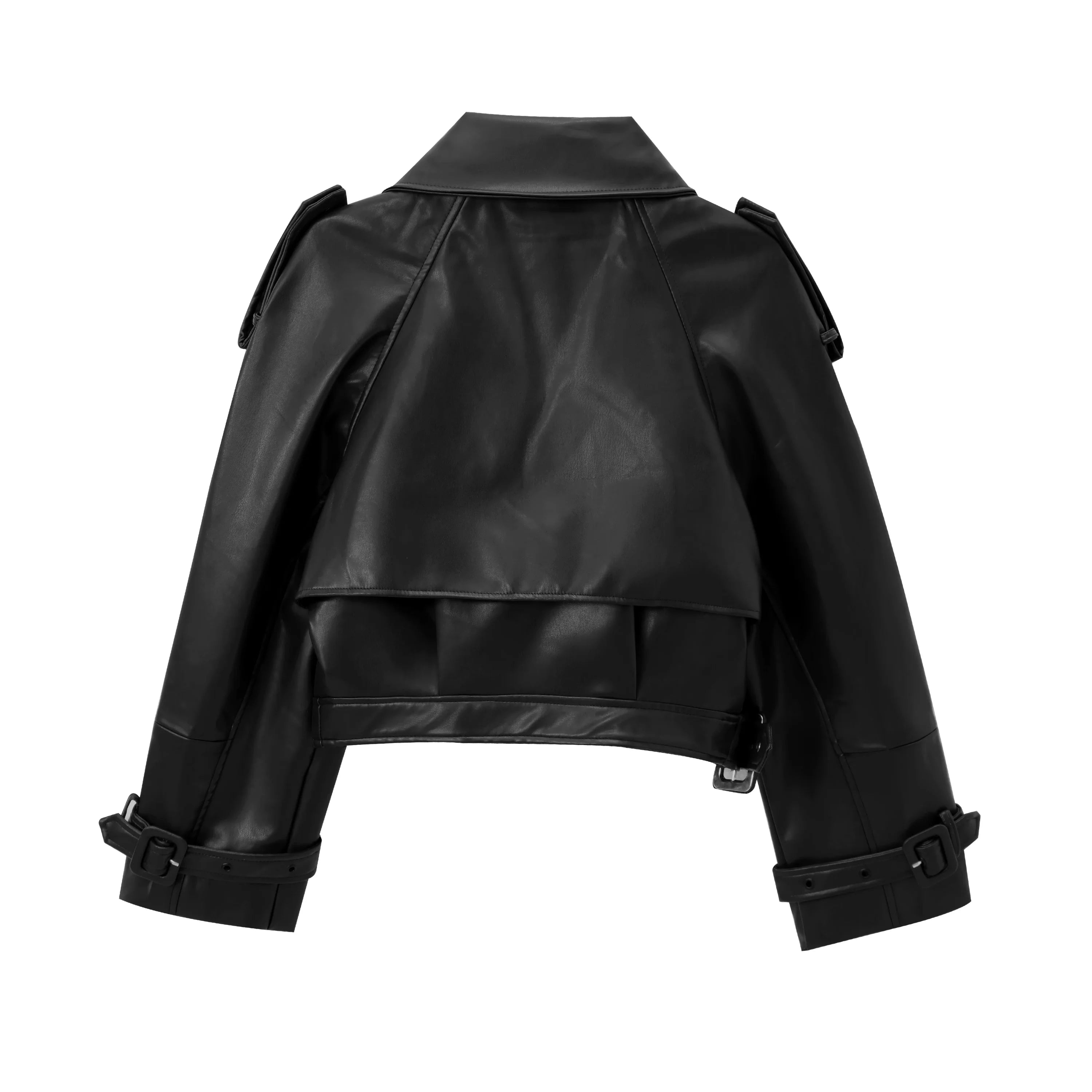 MUJER Faux Leather Bomber Jackets for Women Fashion Cropped Jacket Woman Streetwear Outerwears Long Sleeve Jacket Women Coats