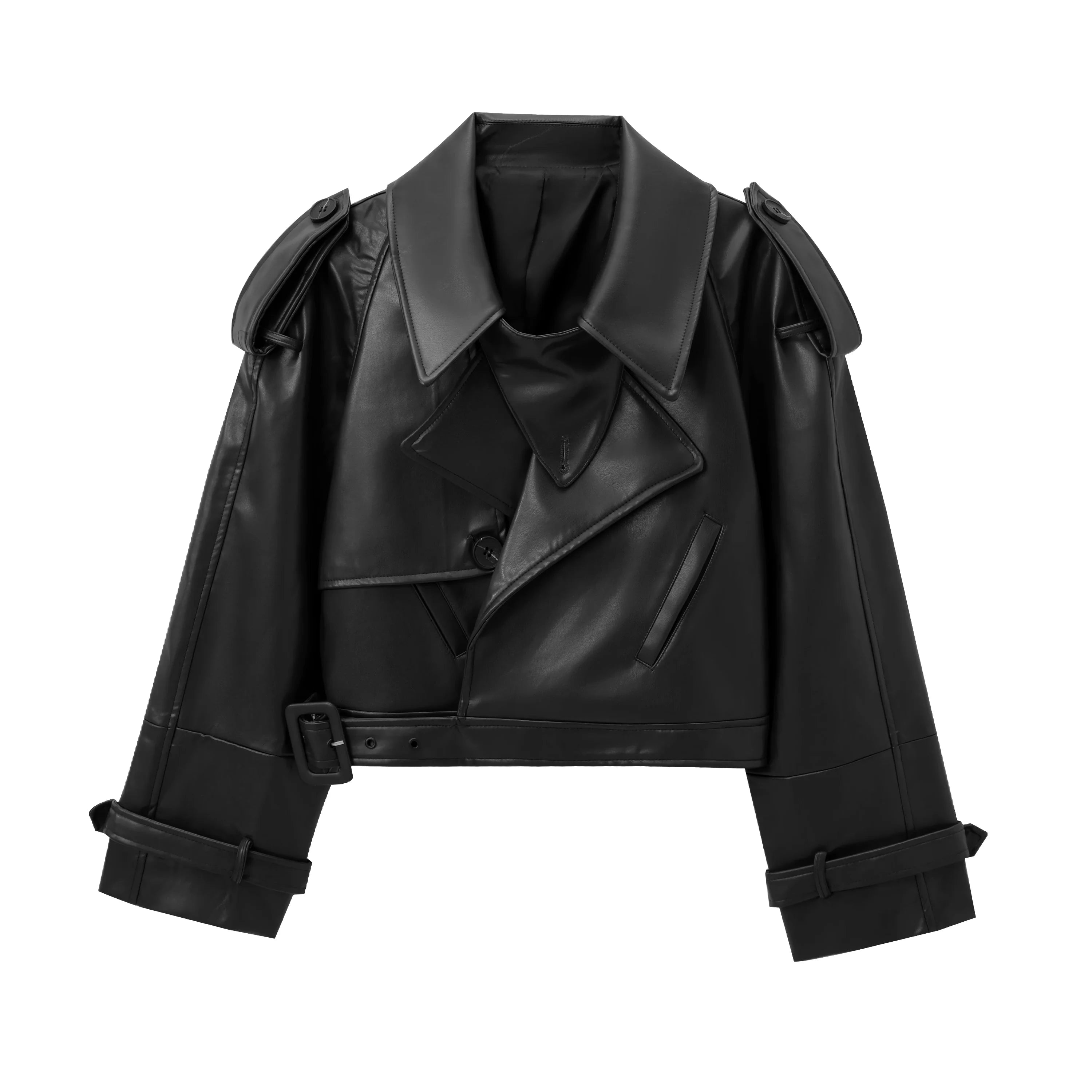 MUJER Faux Leather Bomber Jackets for Women Fashion Cropped Jacket Woman Streetwear Outerwears Long Sleeve Jacket Women Coats